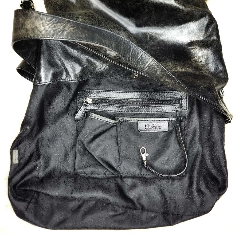 Michael Kors Devon Large Hobo Black Leather Shoulder Tote
